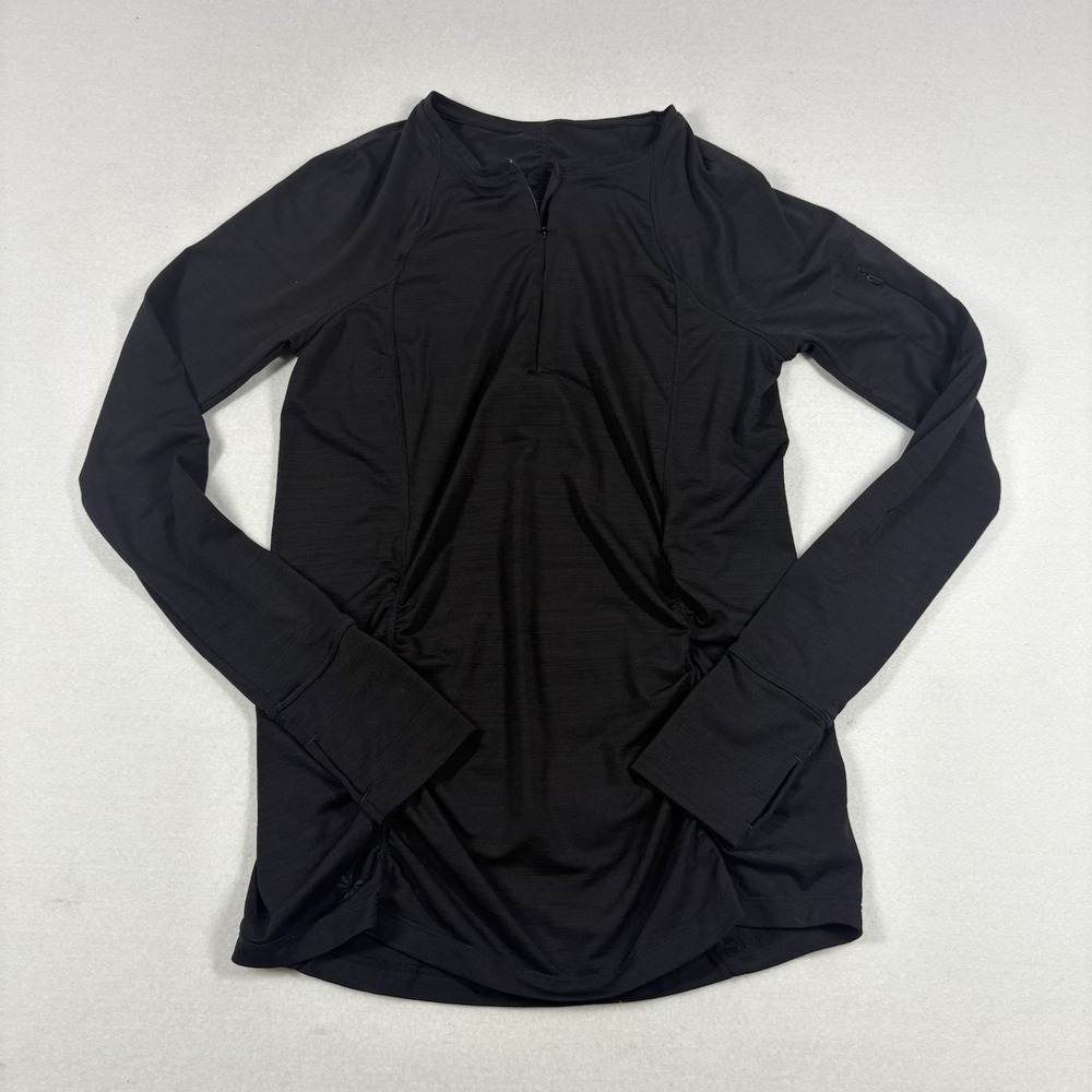 Athleta Pullover Womens S Black Heather Half Zip Long Sleeve Running Gym‎ Pocket
